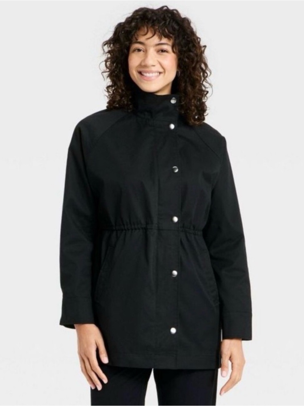 A new day Women's Black Drawstring Waist Parka Jacket medium NWT - Picture 2 of 11